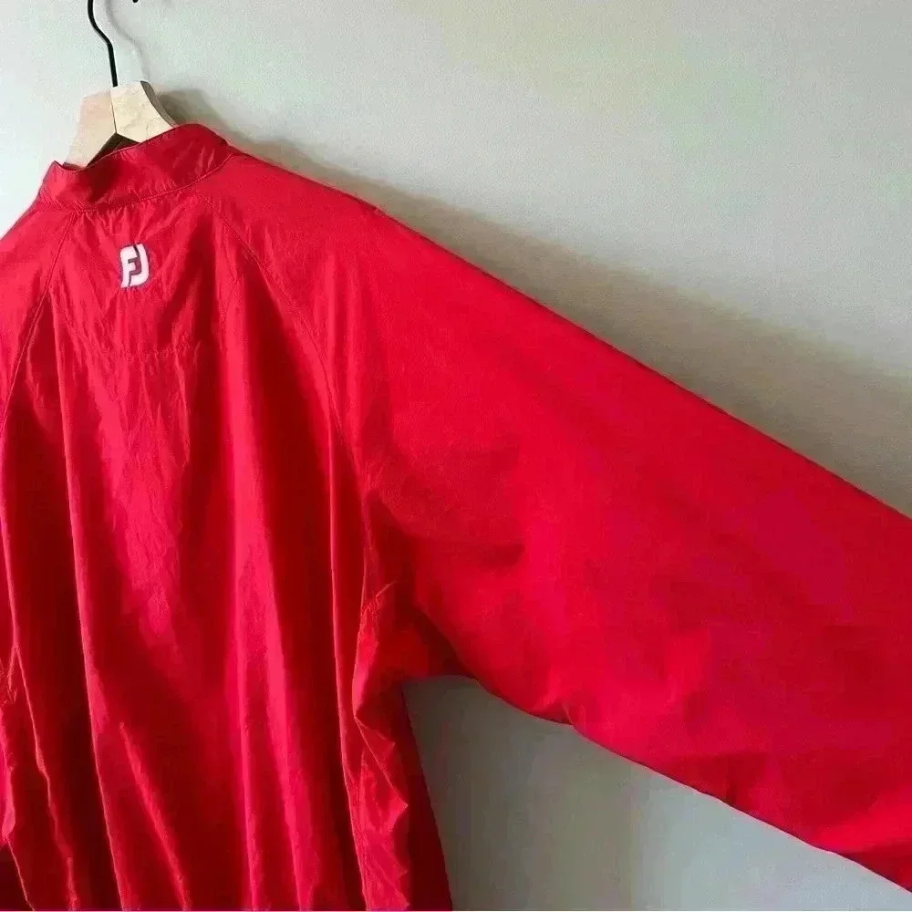 Footjoy Windbreaker Men’s large Button Golf Jacket Coat Lightweight Red …